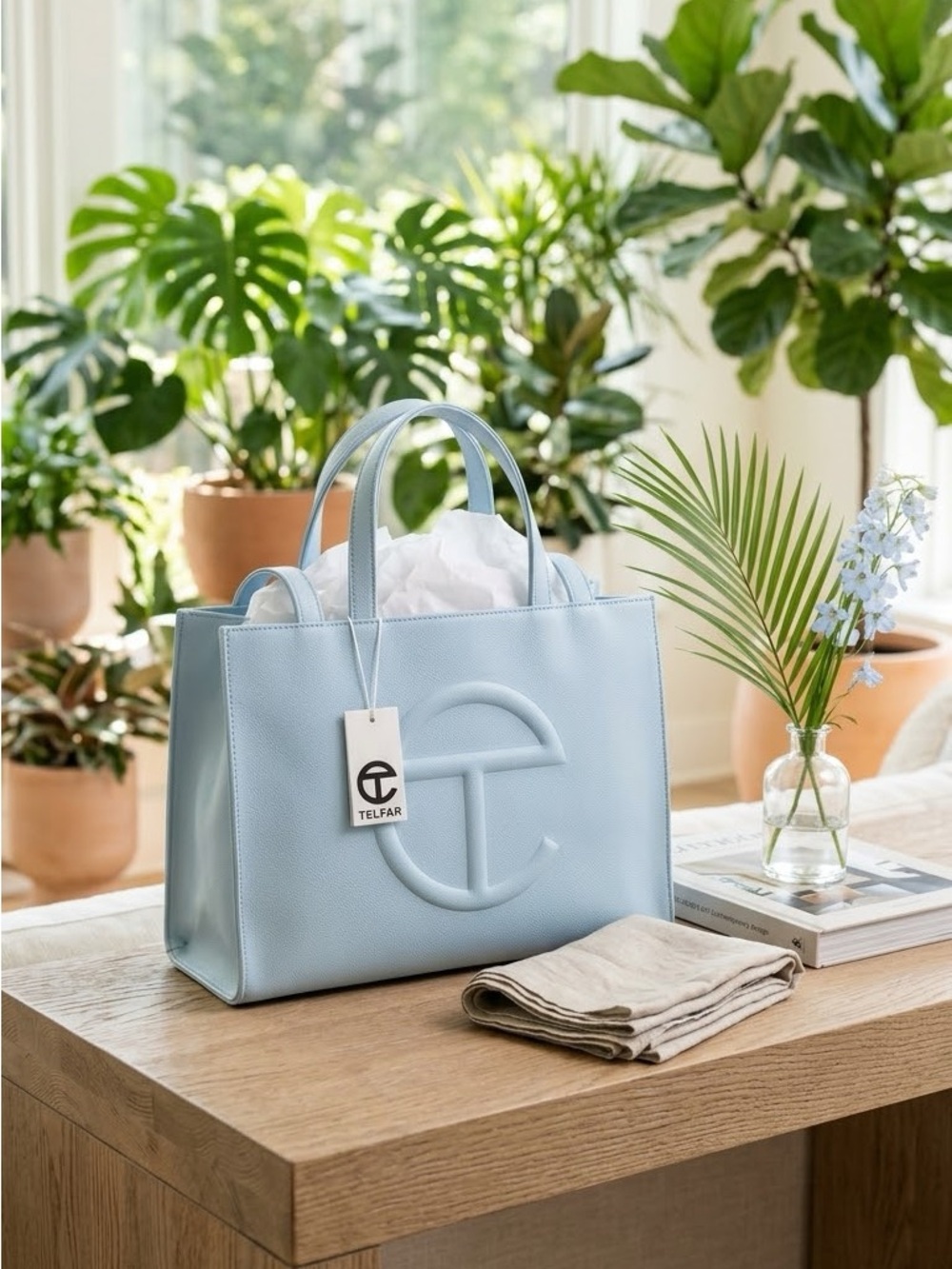 Telfar Medium Shopping Bag in Light Blue